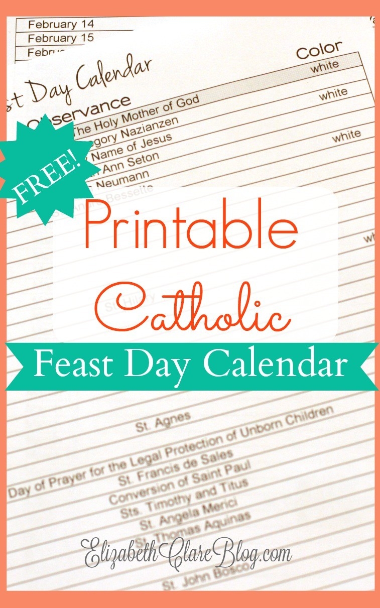 Free-Printable-Feast-Day-Calendar - Elizabeth Clare-Catholic Liturgical Year 2021 Printable