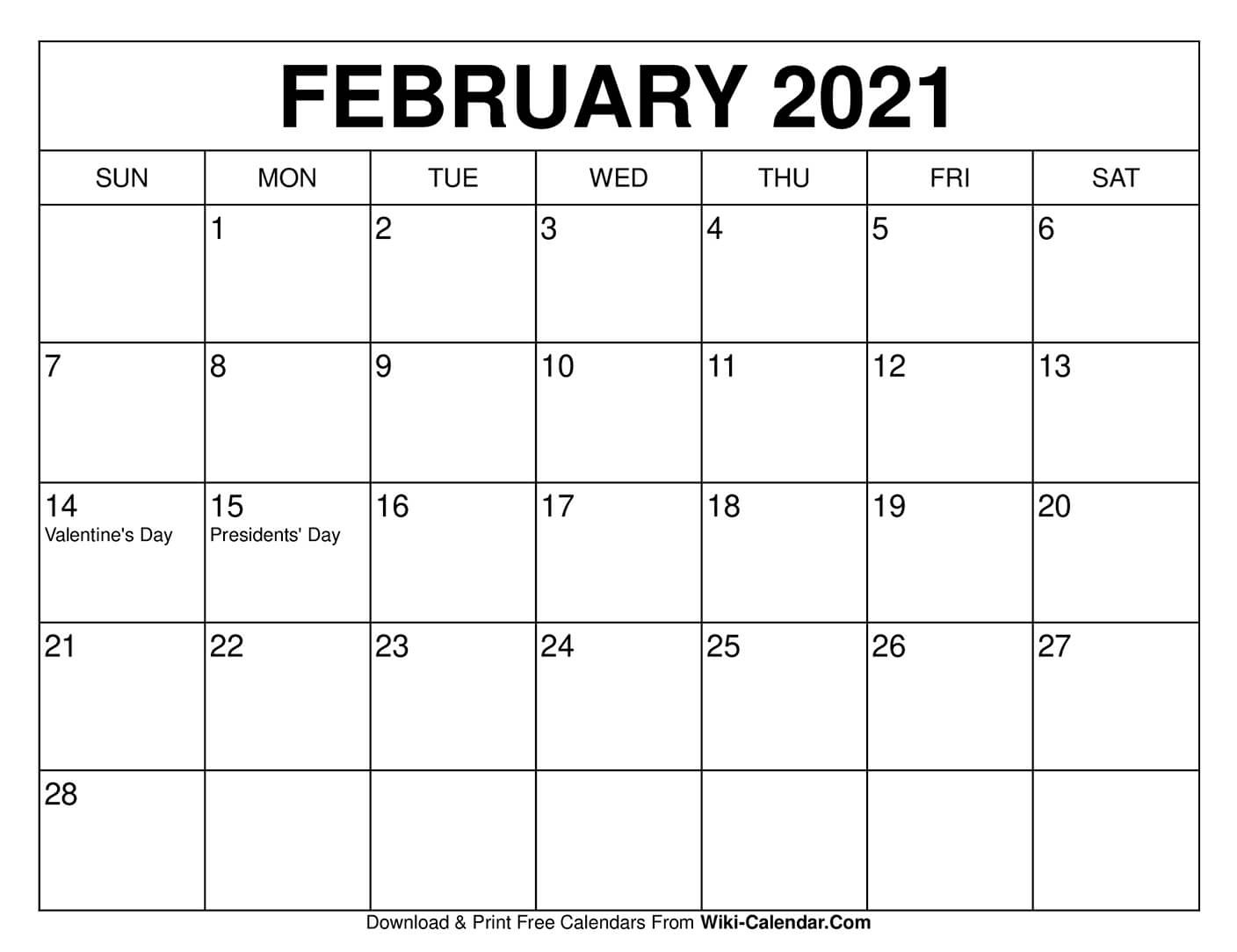 Free Printable February 2021 Calendars-2021 Calendar Printable