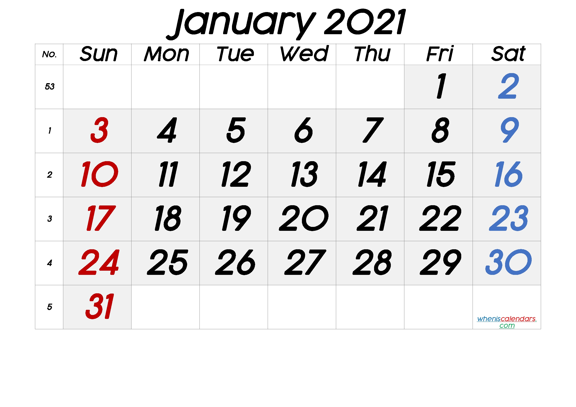 Free Printable January 2021 Calendar-4X6 Printable 2021 Calendar