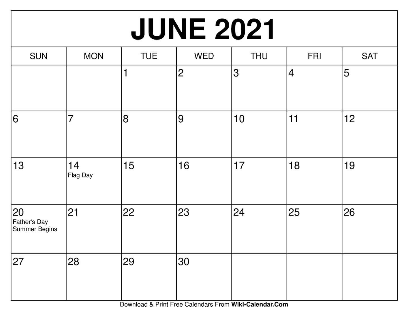 Free Printable June 2020 Calendars-June 2021 Free Calendar