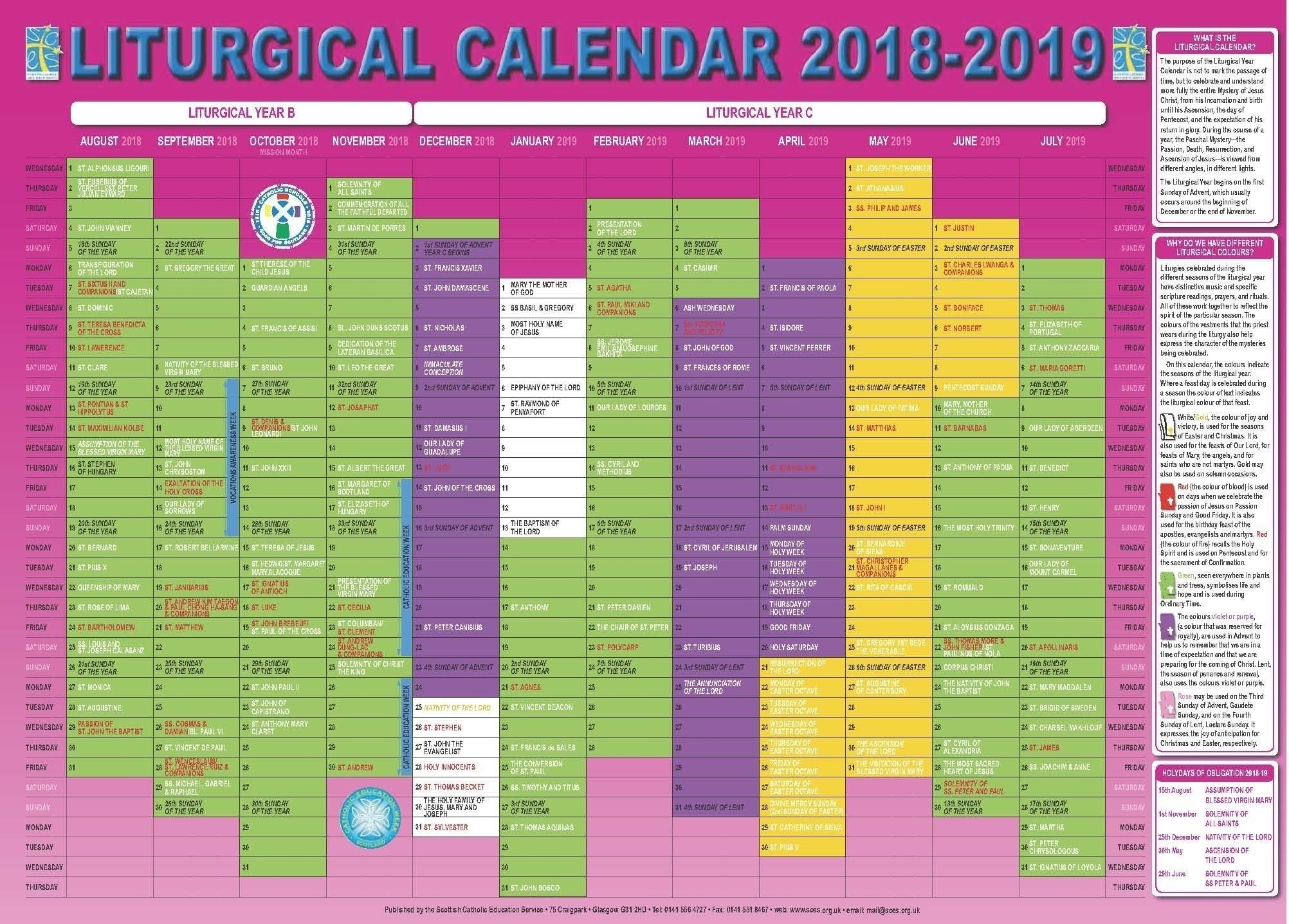 Free Printable Liturgical Calendar | Catholic Liturgical-Catholic Church Calendar 2021