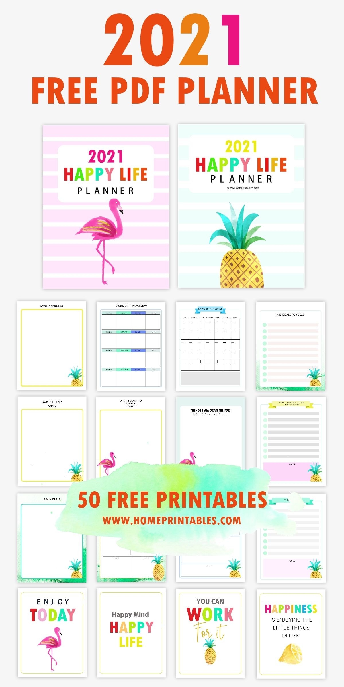 Free Printable Planner 2021 Pdf: 50 Best Organizers For A-Free Printable 2021 Happy Planner