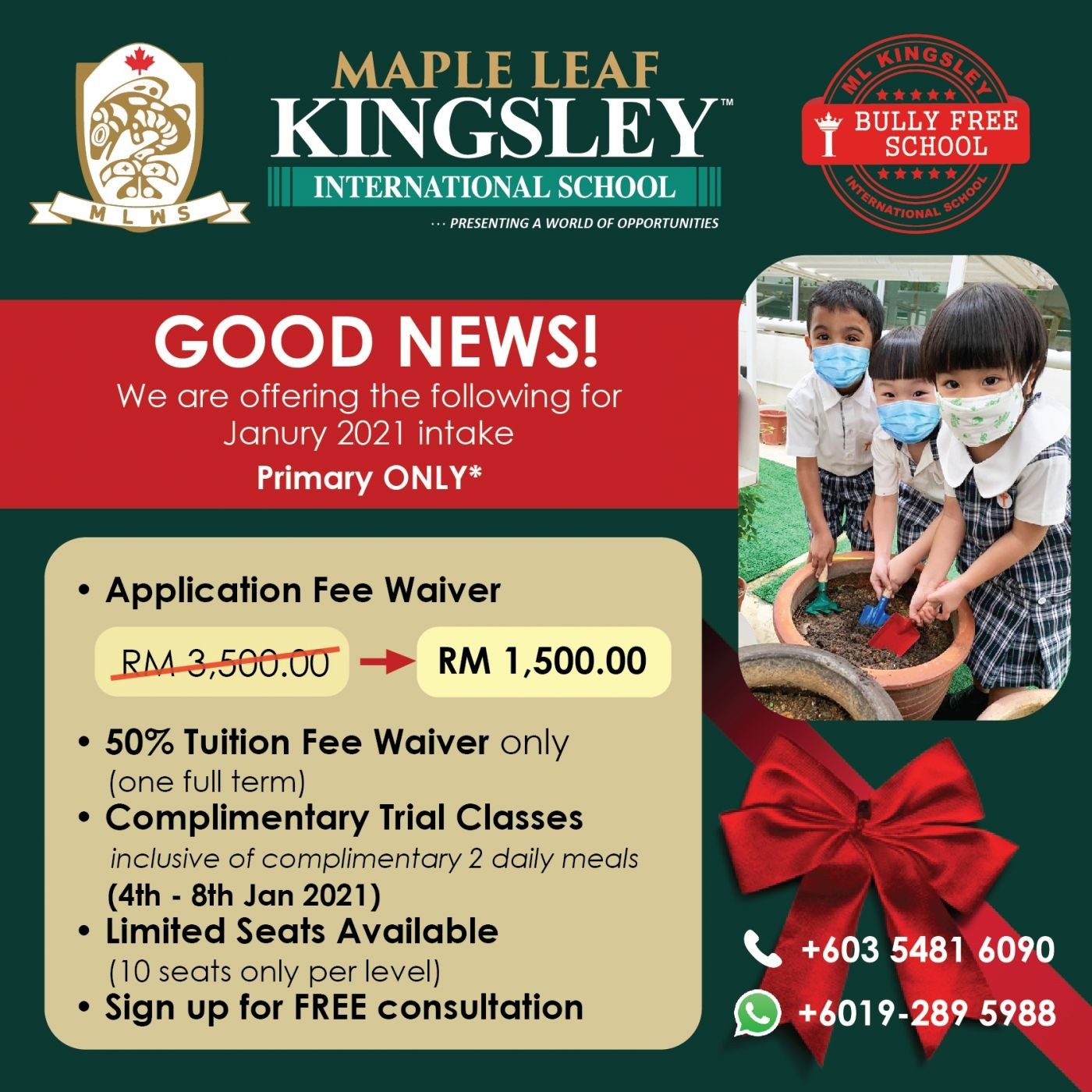 Good News From Maple Leaf Kingsley International School-Kuching School Holidays 2021