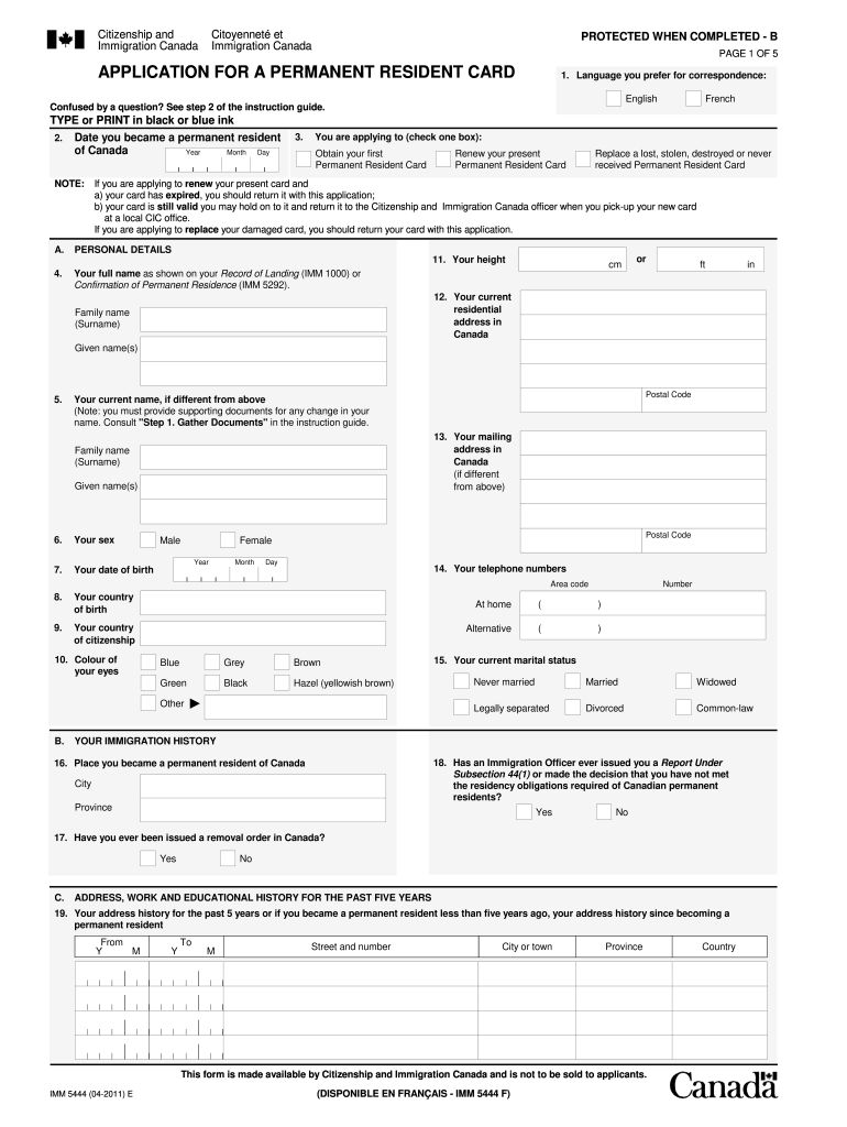 Imm 5444 Form Printable Printable Forms Free Online