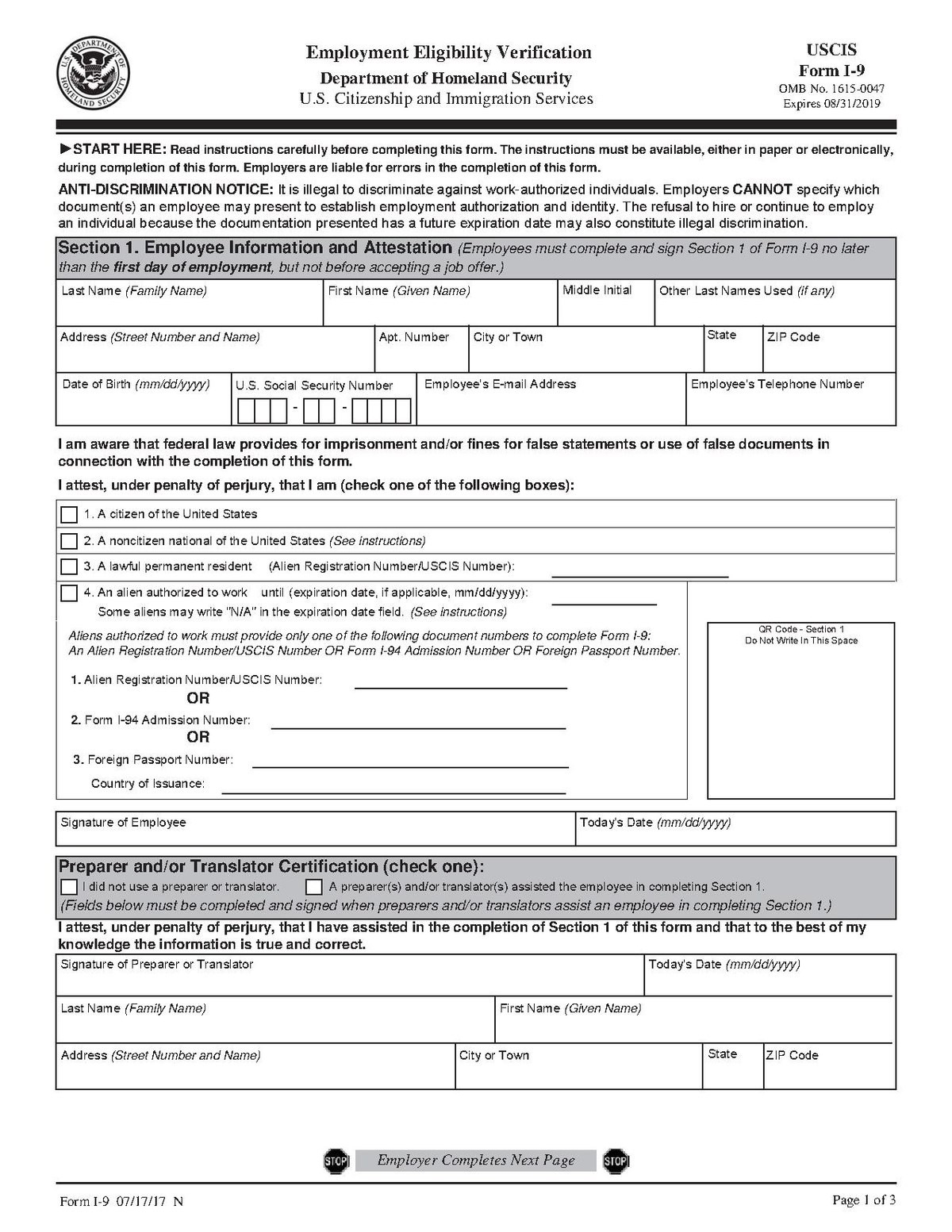 Irs I-9 Forms 2018 Printable | I9 Form Printable-Irs I 9 2021 Form Printable