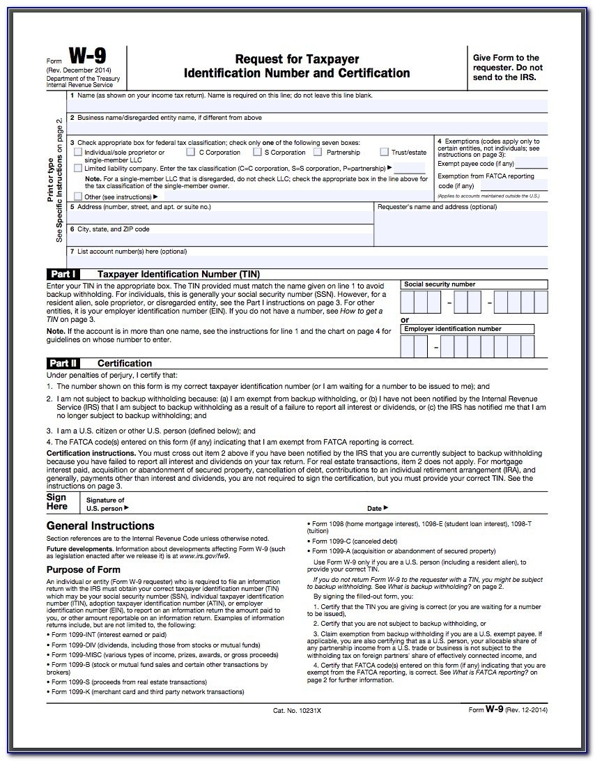 Irs Printable Forms W 9 | Vincegray2014-2021 W-9 Form Printable Free