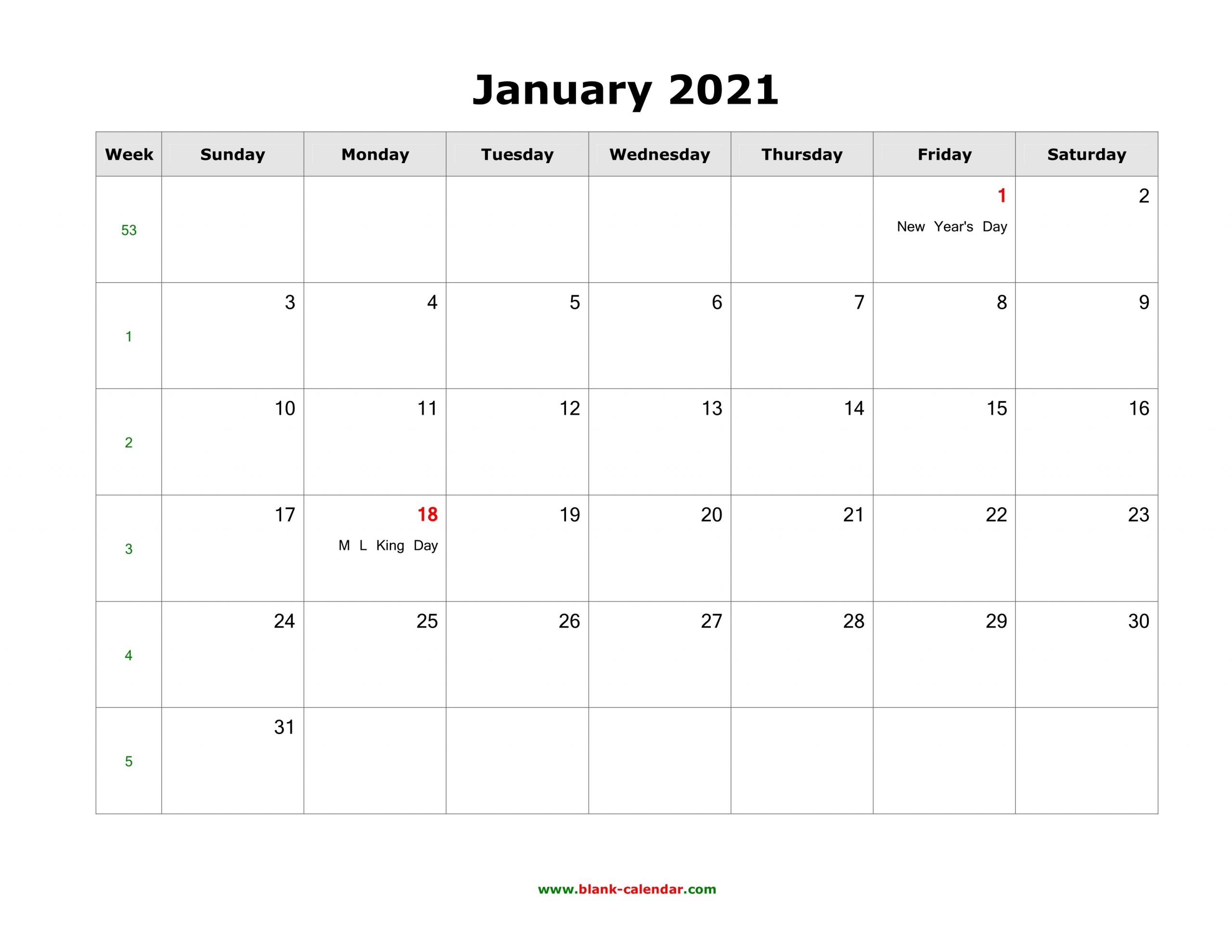 January 2021 Blank Calendar | Free Download Calendar Templates-Free Editable Calendar Template 2021 Word
