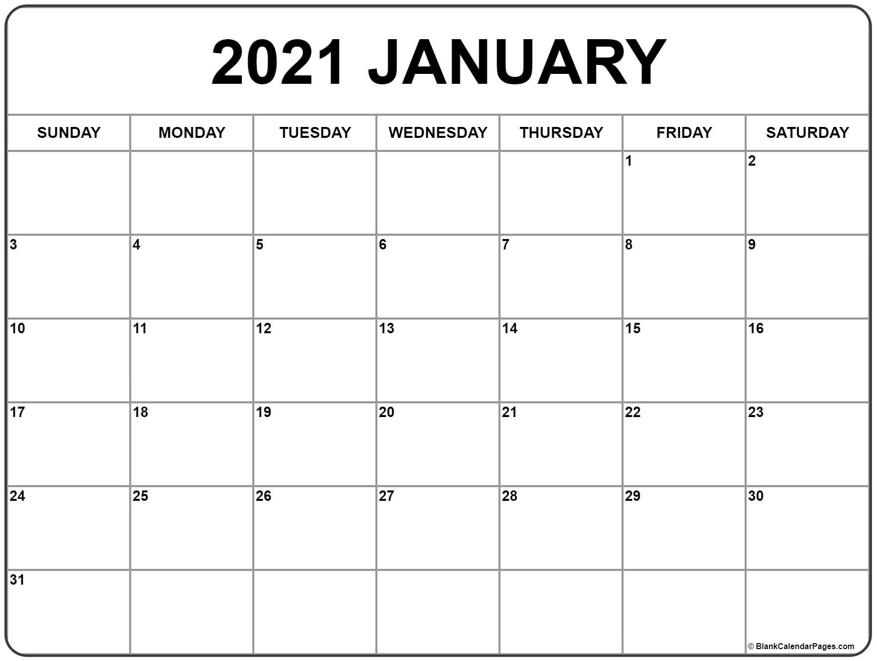 January 2021 Calendar | Free Printable Monthly Calendars-2021 Fill In Calendar Template