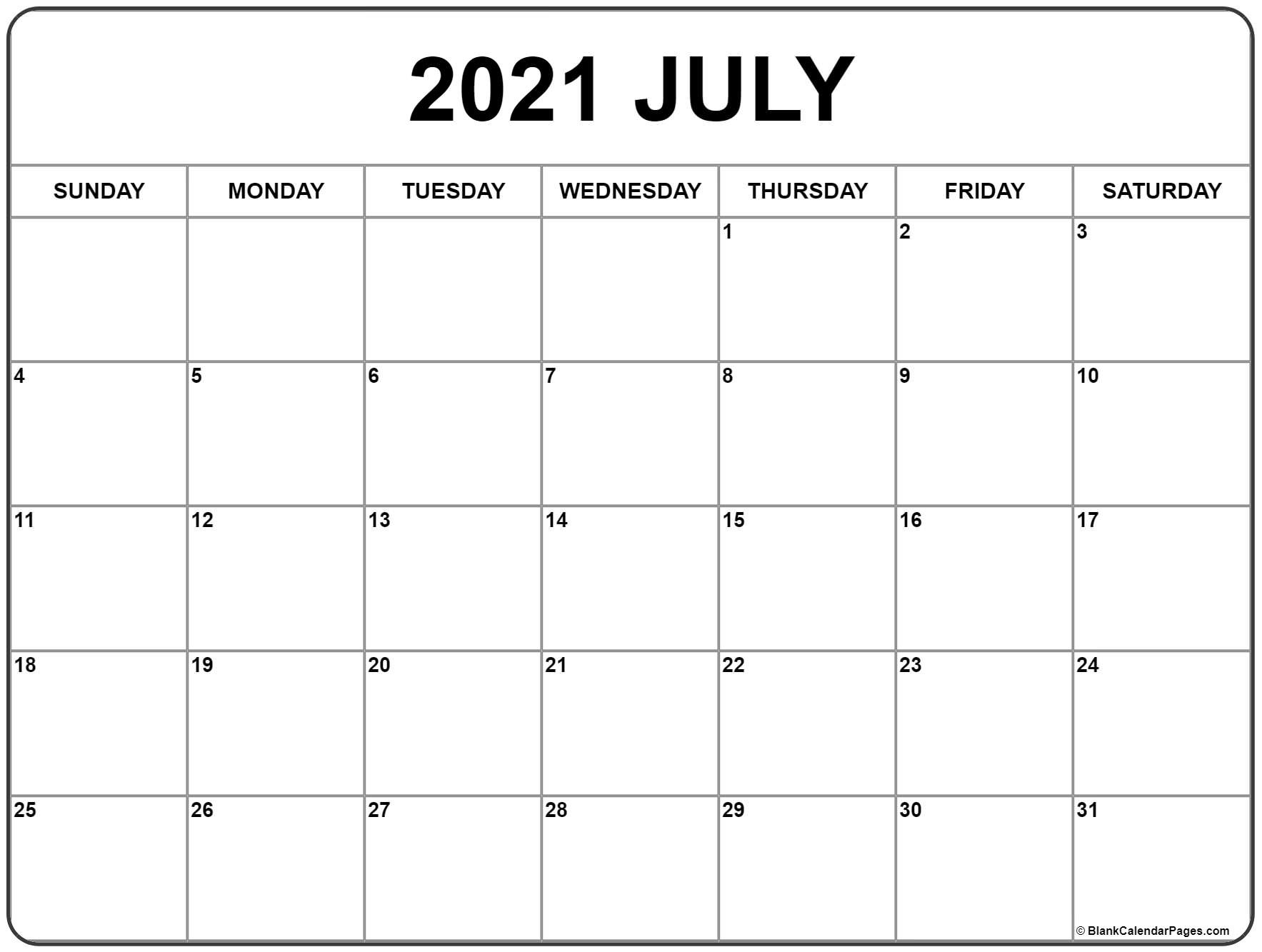 July 2021 Calendar | Free Printable Monthly Calendars-8X11 Landscape Printable Monthly Calendar 2021