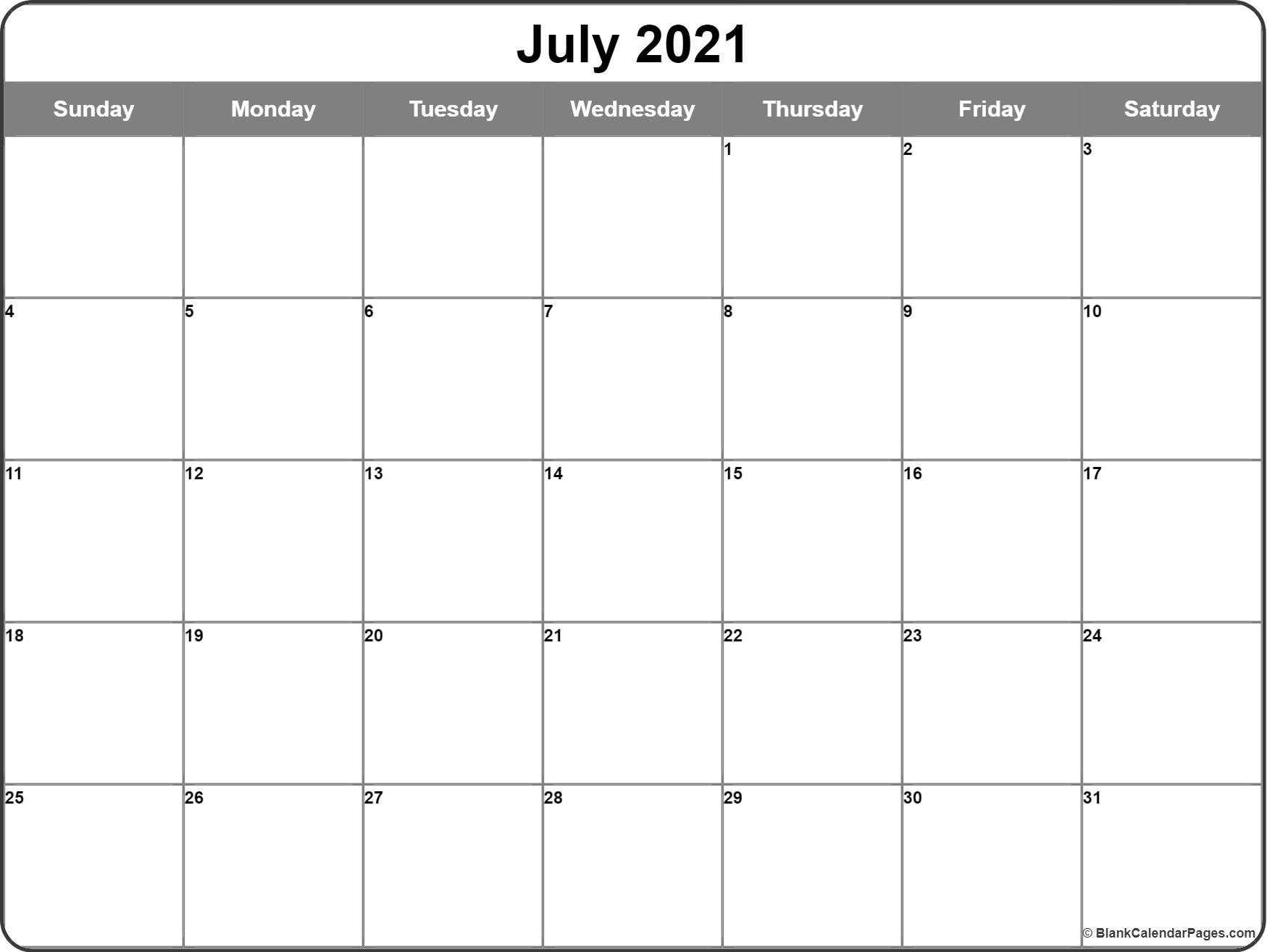July 2021 Calendar | Free Printable Monthly Calendars-Fill In 2021 Calendar