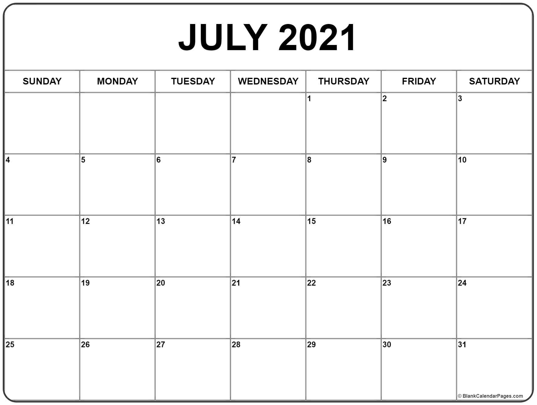 July 2021 Calendar | Free Printable Monthly Calendars-Free Blank No Date Printable Calendar 2021