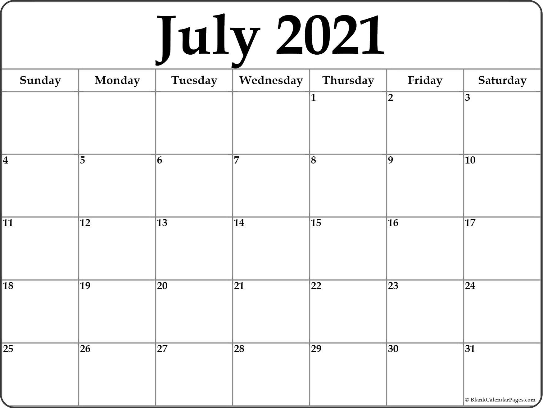 July 2021 Calendar | Free Printable Monthly Calendars-June July August 2021 Calendar Free Printable