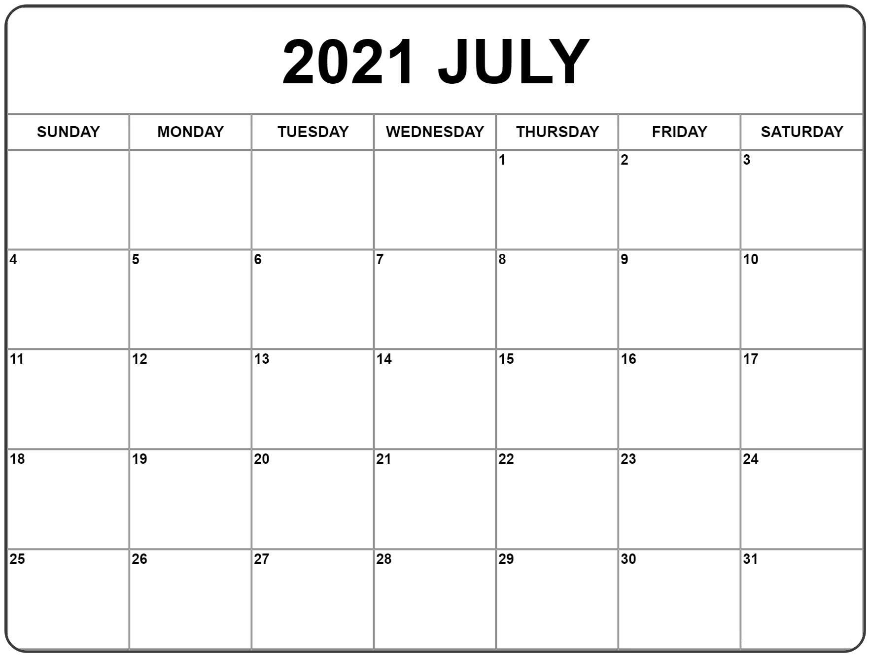 July 2021 Seven Month – Free Online Calendar-Online Calendar 2021