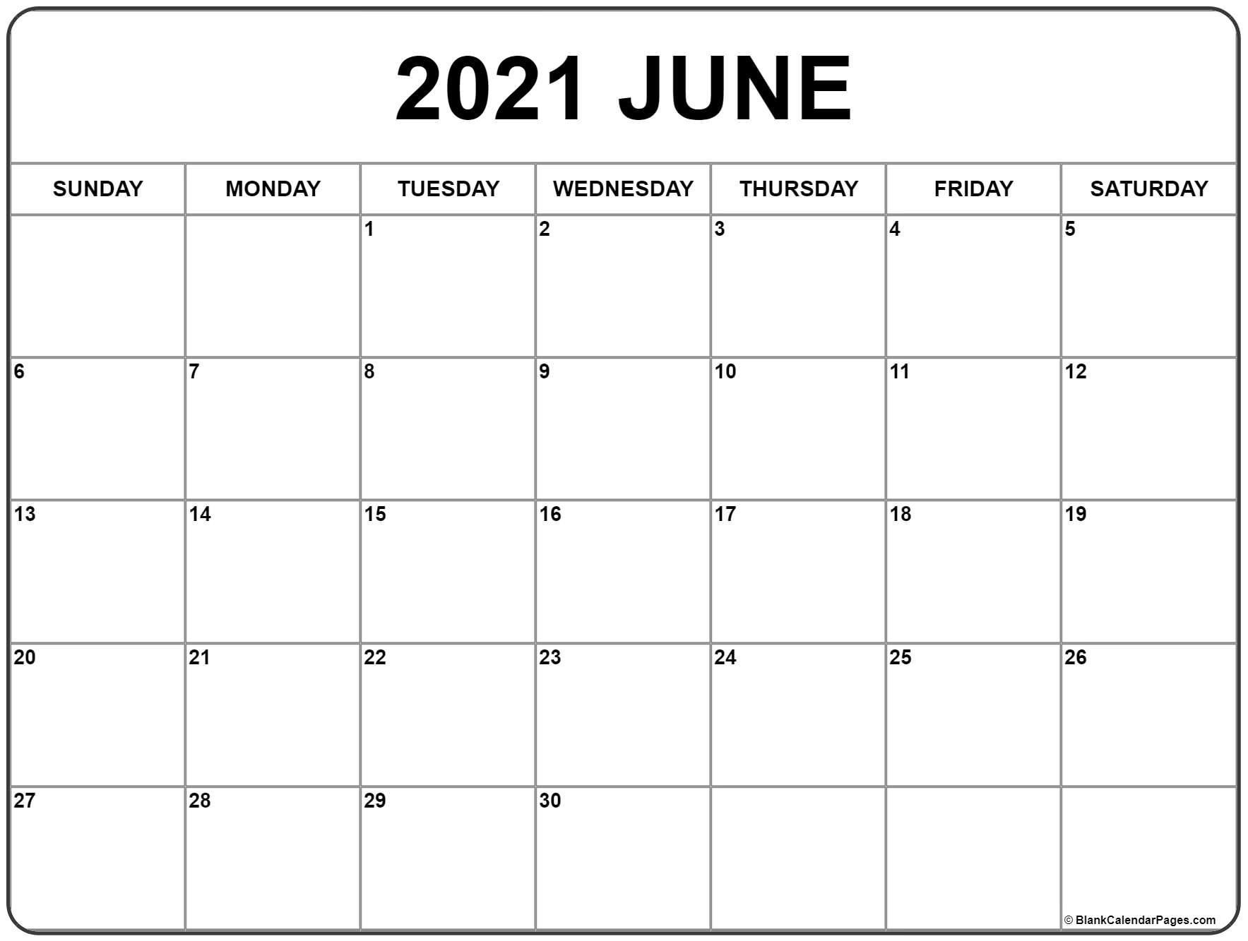 June 2021 Calendar | Free Printable Monthly Calendars-June Calendar 2021 Printable