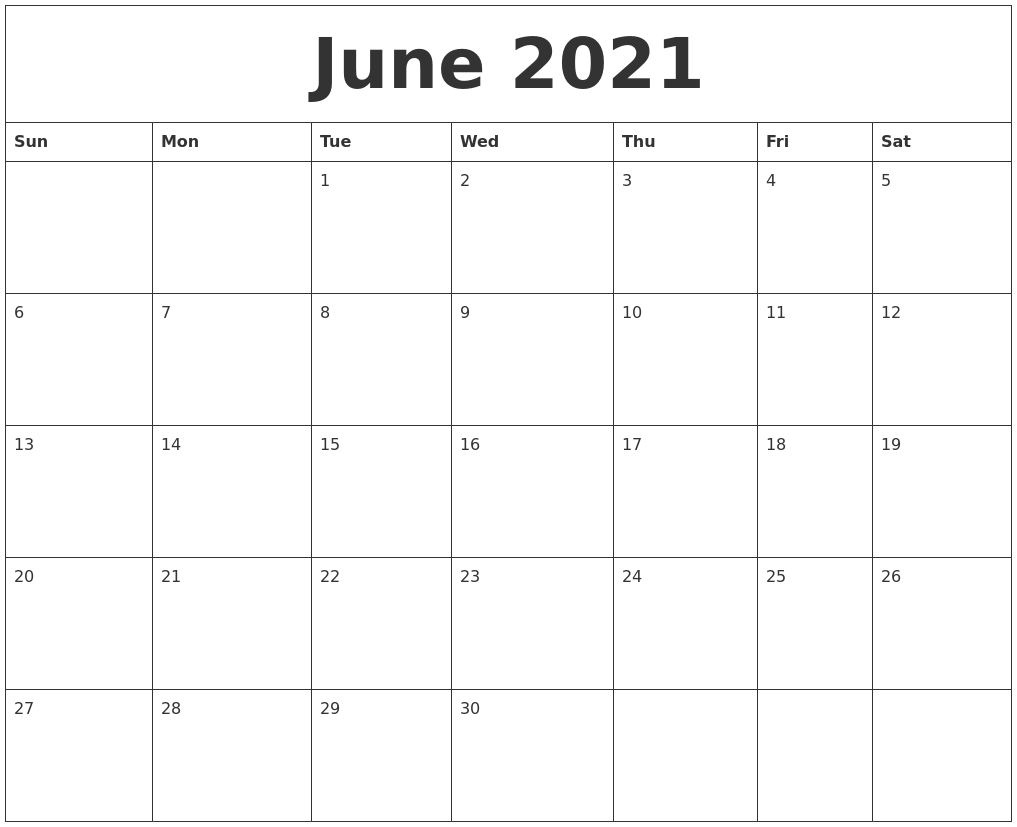 June 2021 Calendar-June And July 2021 Calendar