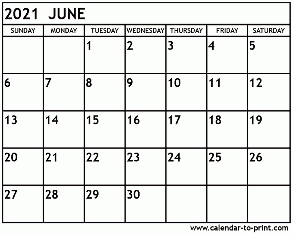 June 2021 Calendar Printable-June Calendar 2021 Printable