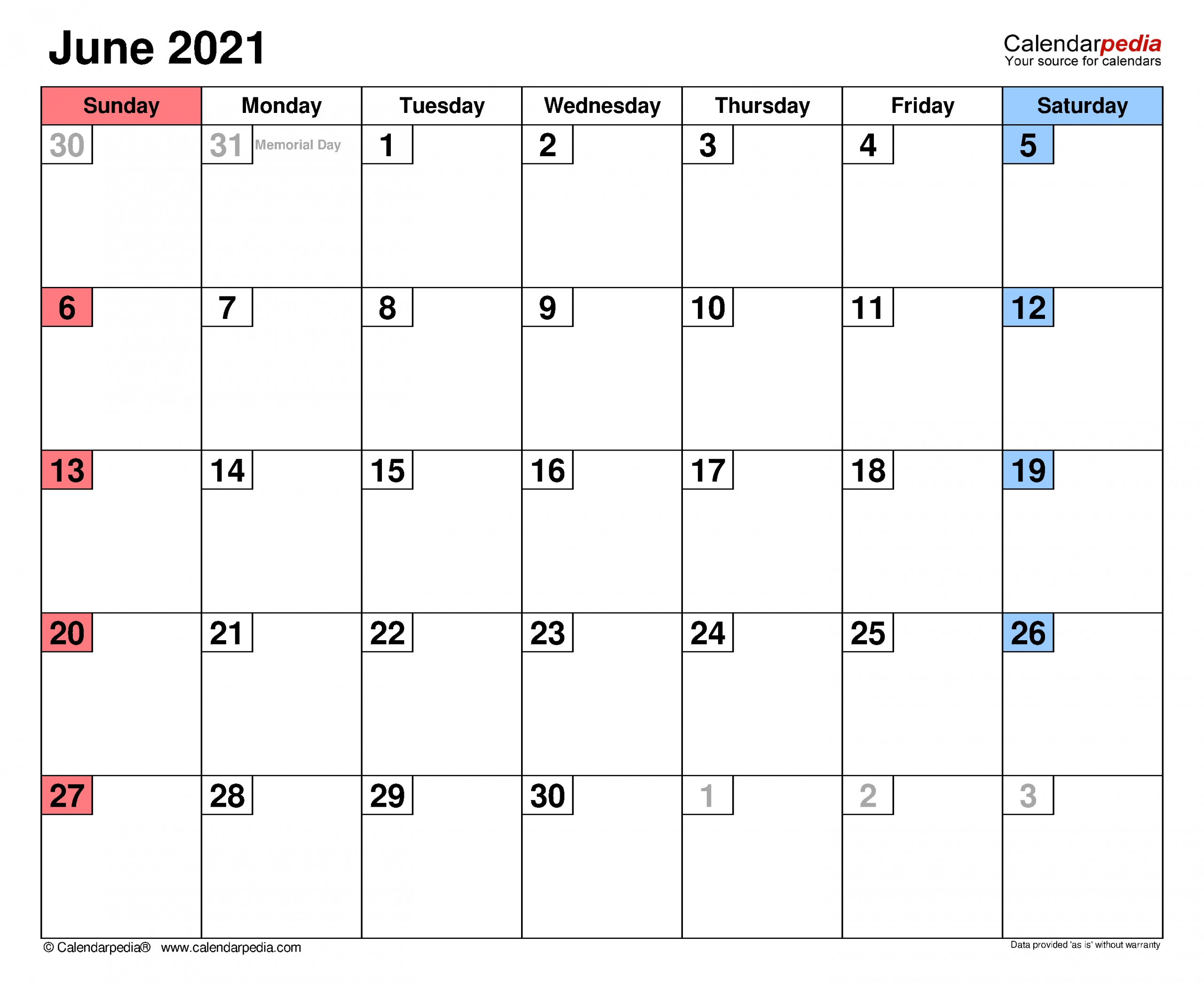 June 2021 Calendar | Templates For Word, Excel And Pdf-Calendar I Can Edit June 2021