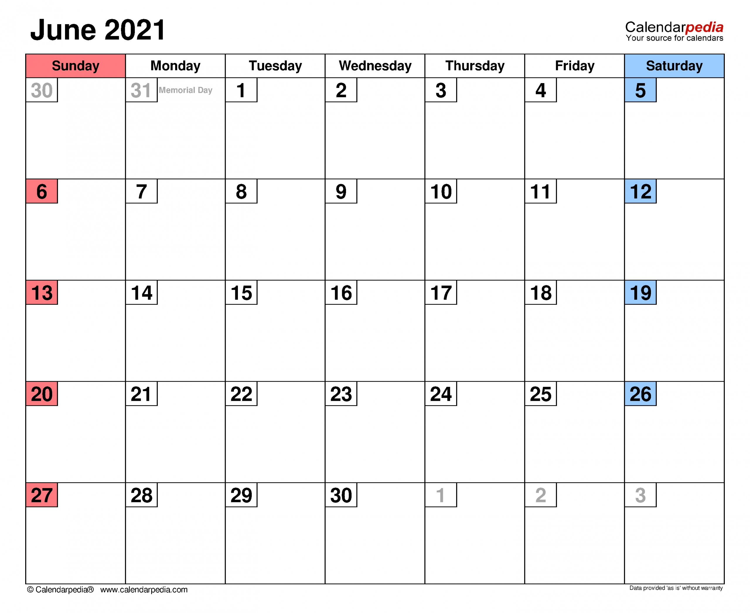 June 2021 Calendar | Templates For Word, Excel And Pdf-June 2021 Calendar Word Doc