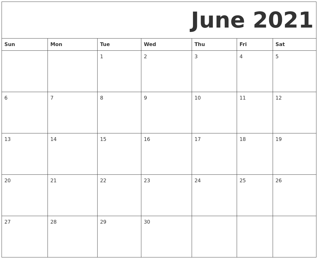 June 2021 Free Printable Calendar-June 2021 Free Calendar