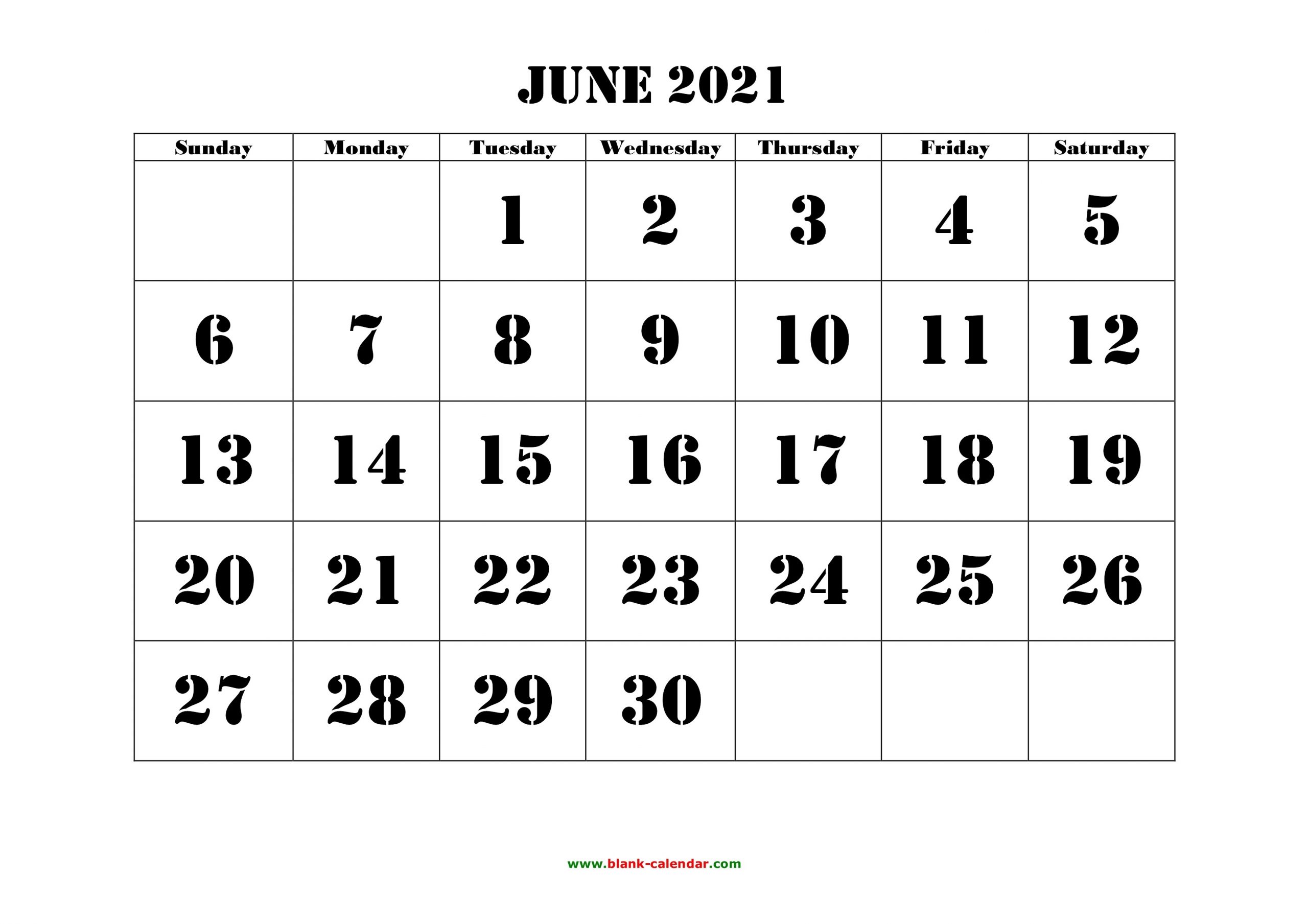 June 2021 Printable Calendar | Free Download Monthly-Blank Monthly Calendar 2021 June 2021 With Grid