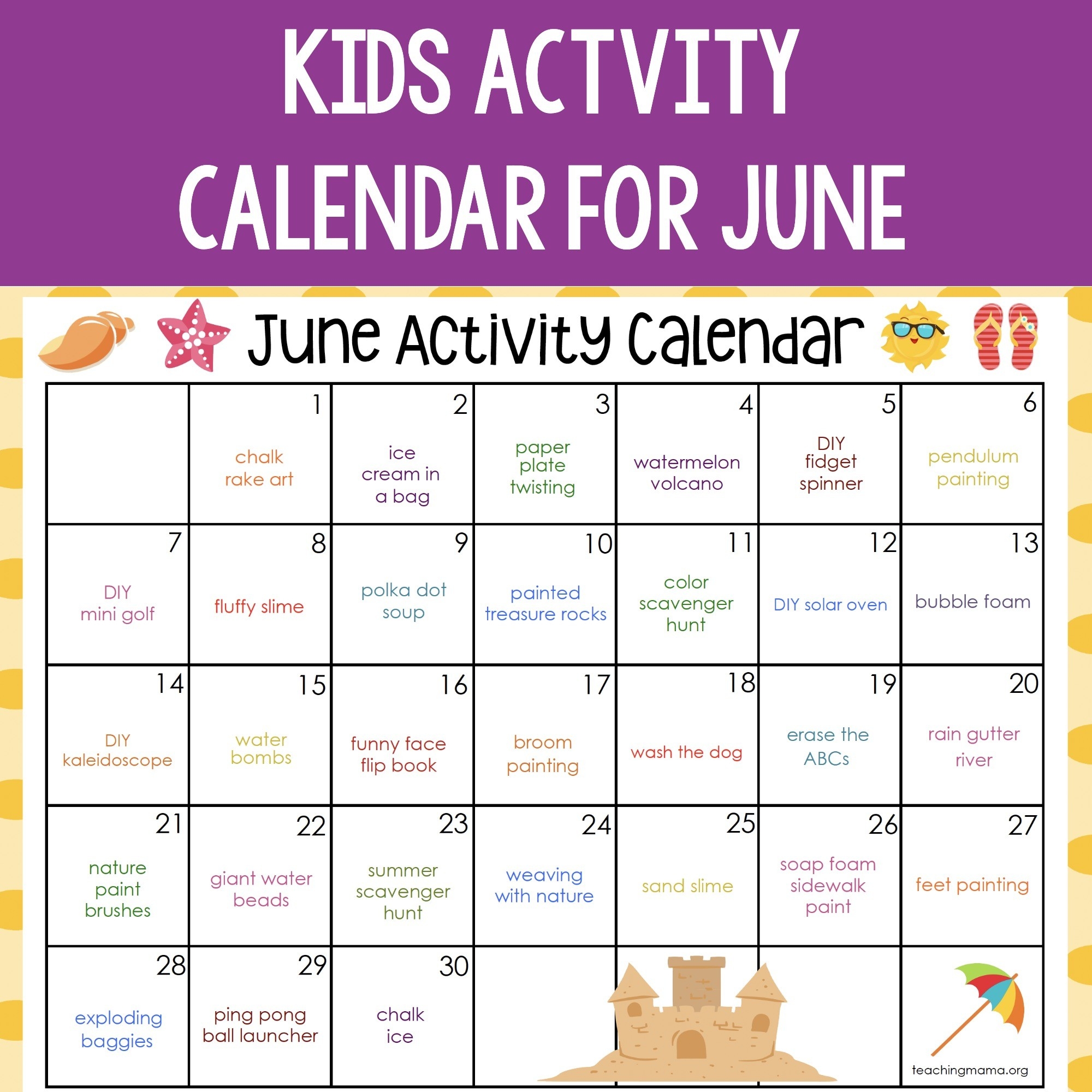 June Activity Calendar-2021 Activity Calendar Printable