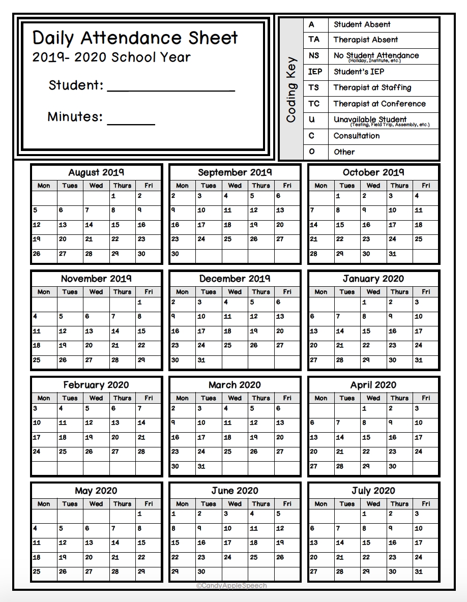 2021 Printable Attendance Tracker | Calendar Template ...