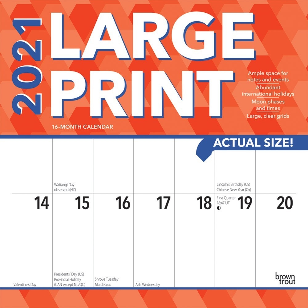 Large Print 2021 12 X 12 Inch Monthly Square Wall Calendar-Where Do They Have Calendars With Large Numbers
