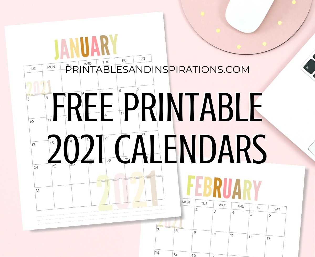 List Of Free Printable 2021 Calendar Pdf - Printables And-Free Printable Blank Monthly Calendar Year 2021