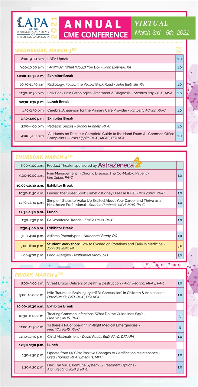Louisiana Academy Of Physician Assistant - 2021 Virtual Lapa-2021-2021 Louisiana Rut Calendar