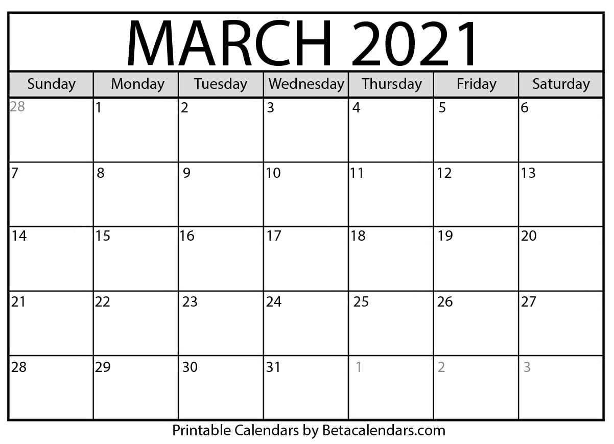 March 2021 Calendar | Blank Printable Monthly Calendars-Blank Calendar Pages March 2021