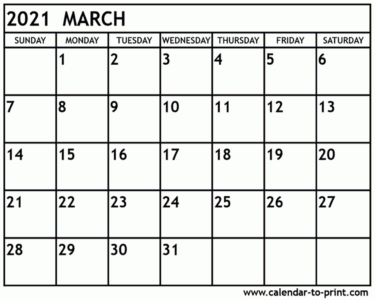 March 2021 Calendar Printable-March 2021 Printable Calendar