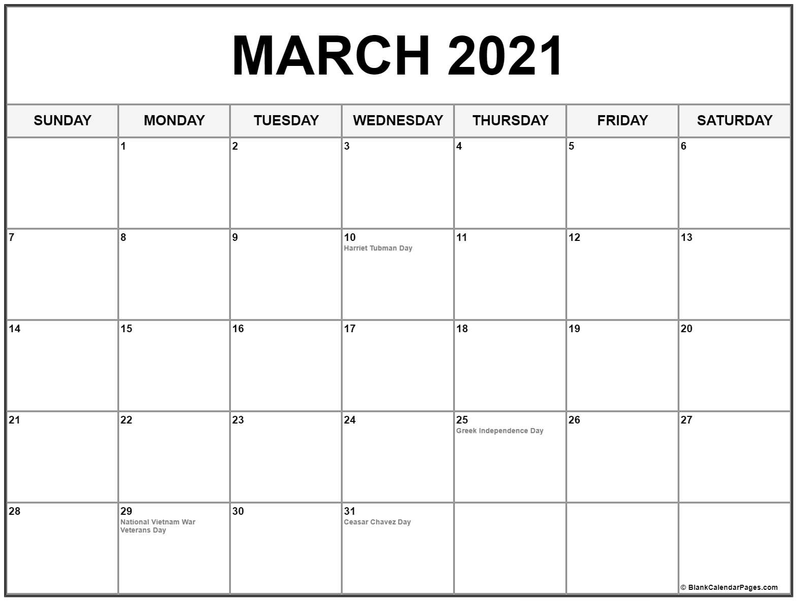 March 2021 Calendar With Holidays-Holiday Schedule Usa 2021