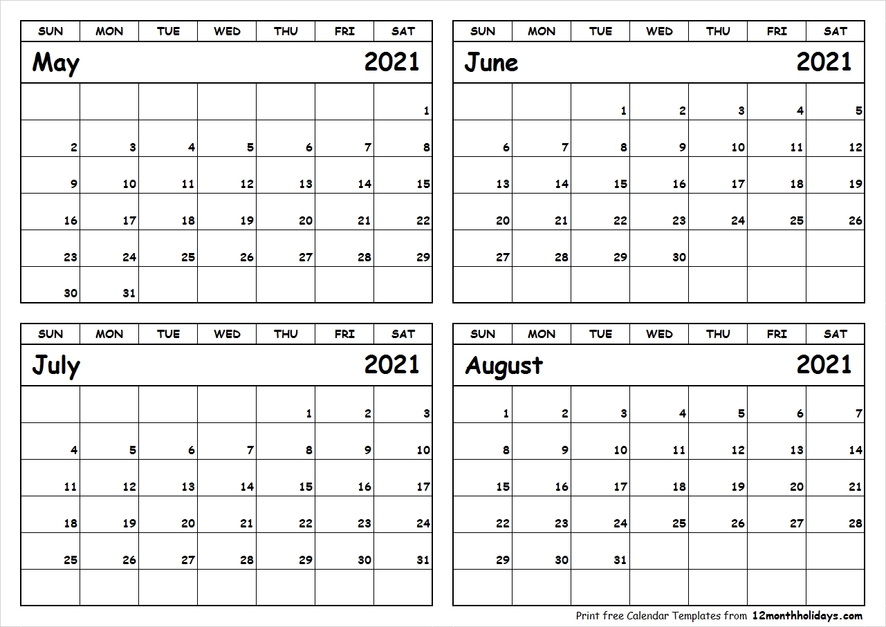 May-June-July-August-2021-Calendar-To-Print - All 12 Month-June July August 2021 Calendar Printable