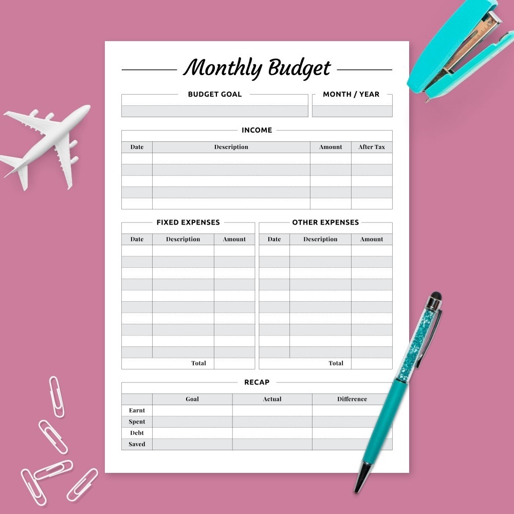 Monthly Income &amp; Expense Budget Planner Template - Printable Pdf-2021 Printable Bill Planner