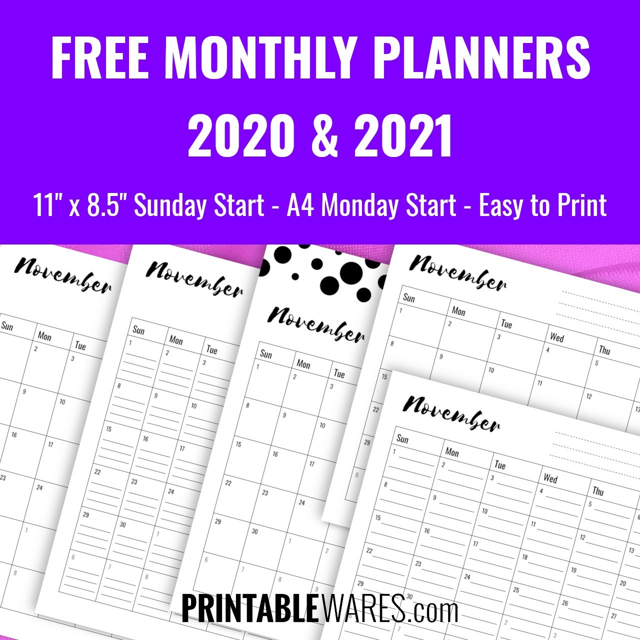 Monthly Planner Printable Pdf Templates 2021, Free-Printable Monthly Diaries 2021