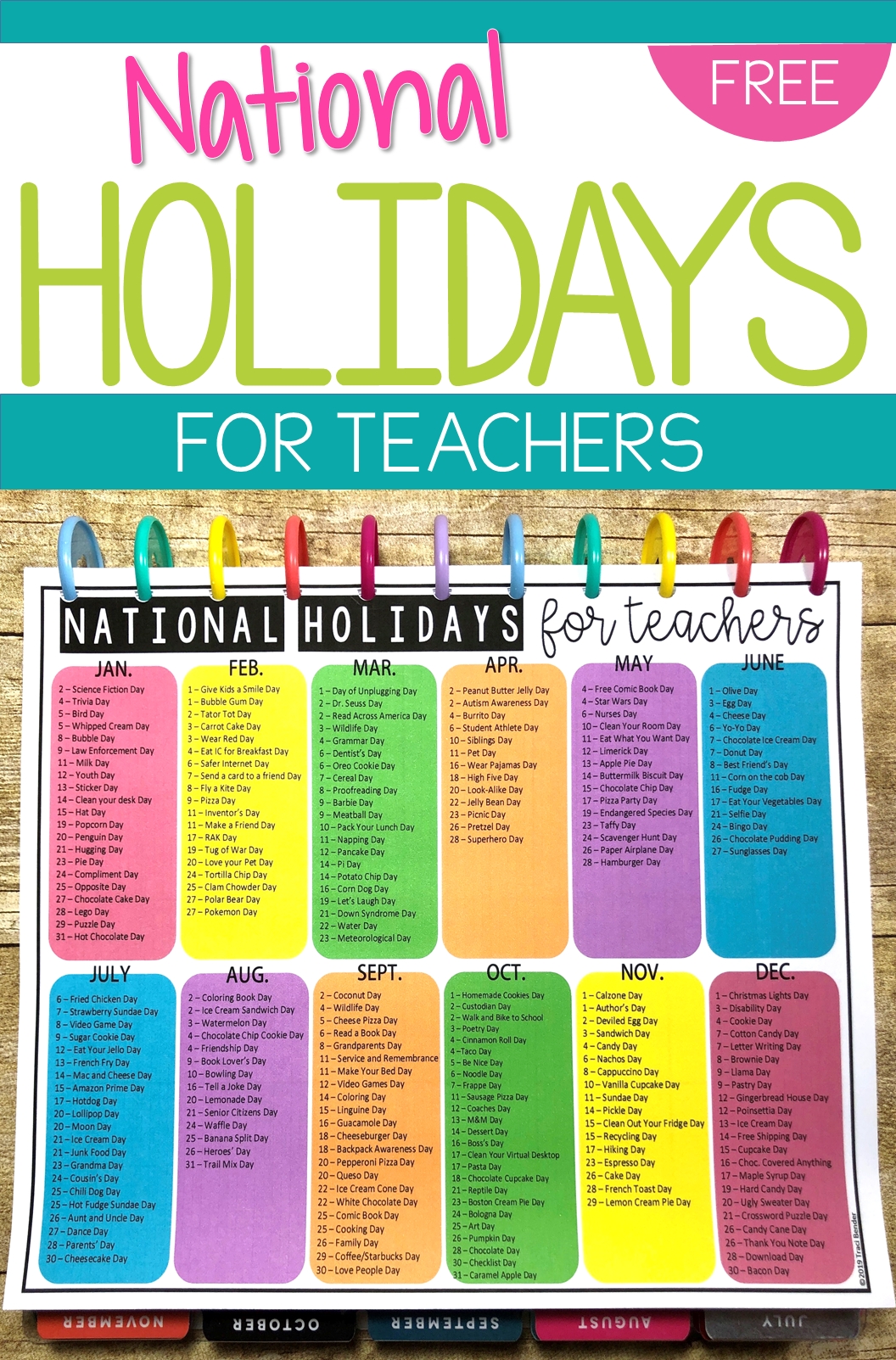 National Holidays Calendar For Teachers | National Holiday-Free November Holiday National Food Holiday Printout 2021