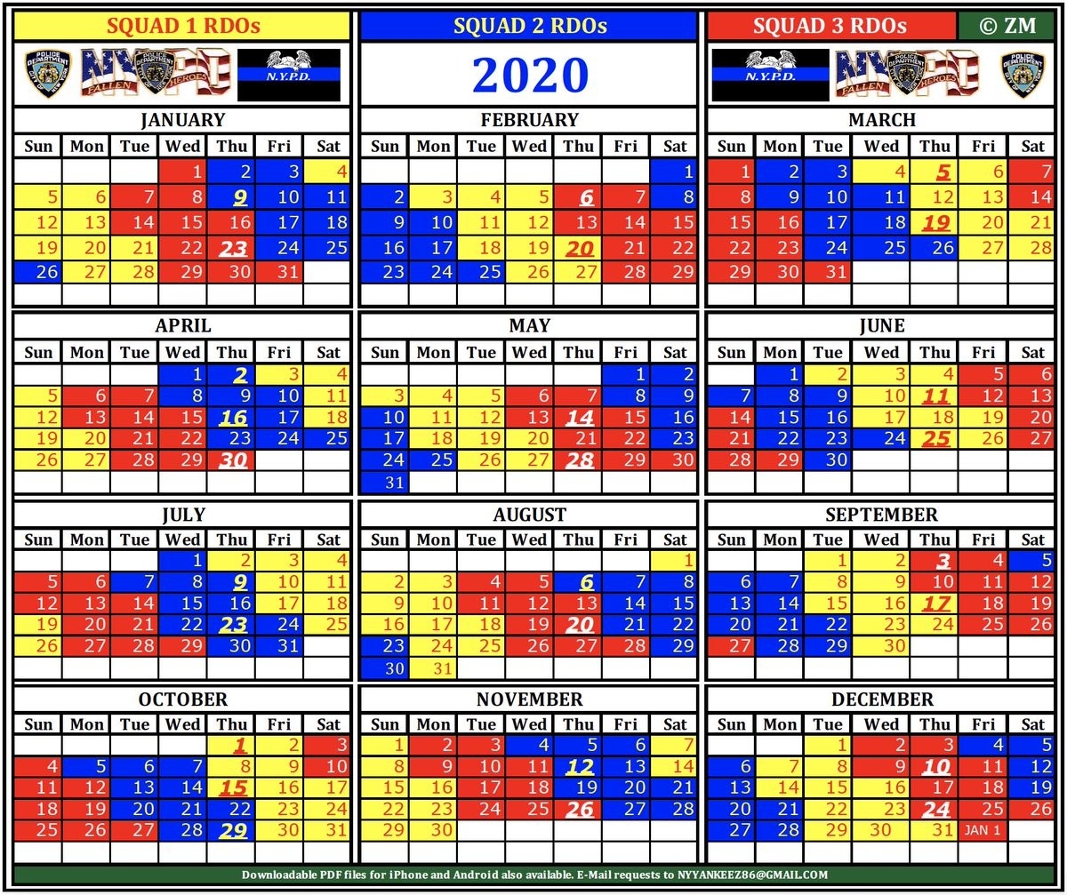 Nypd 2021 Rdo Calendar Calendar Template Printable