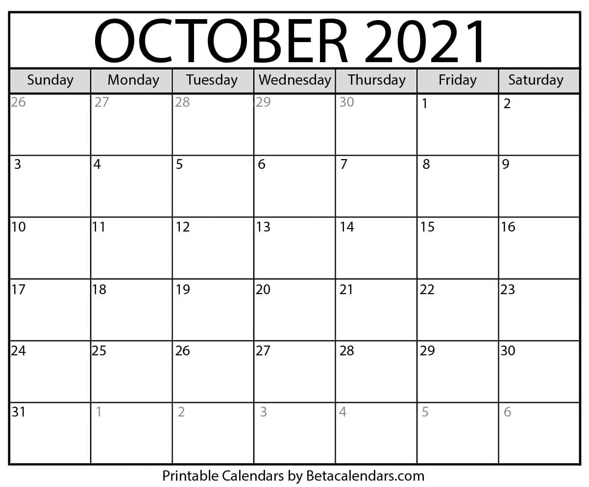 October 2021 Calendar | Blank Printable Monthly Calendars-October 2021 Calendar