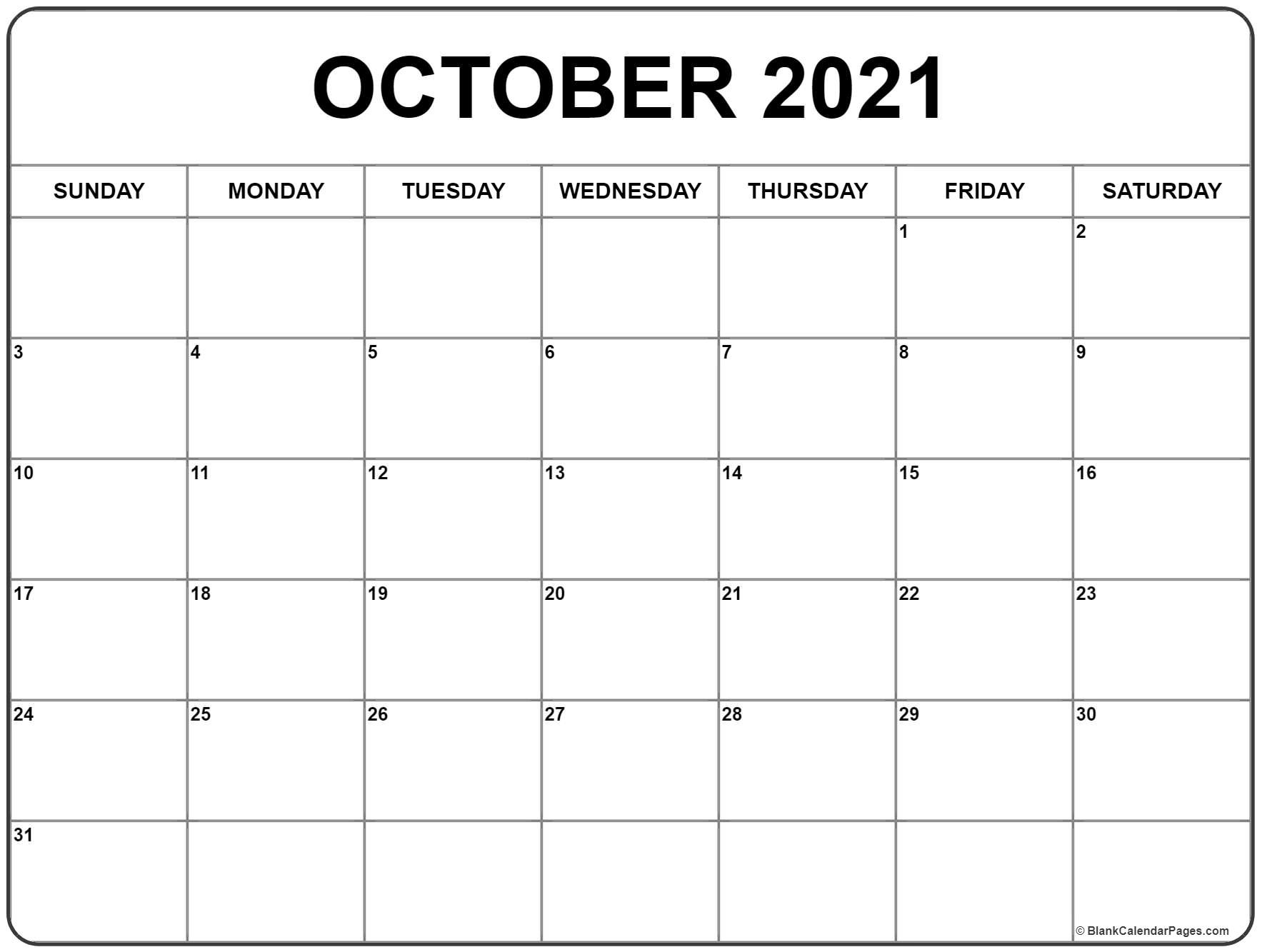October 2021 Calendar | Free Printable Monthly Calendars-Monthly Bill Calendar 2021 Printable