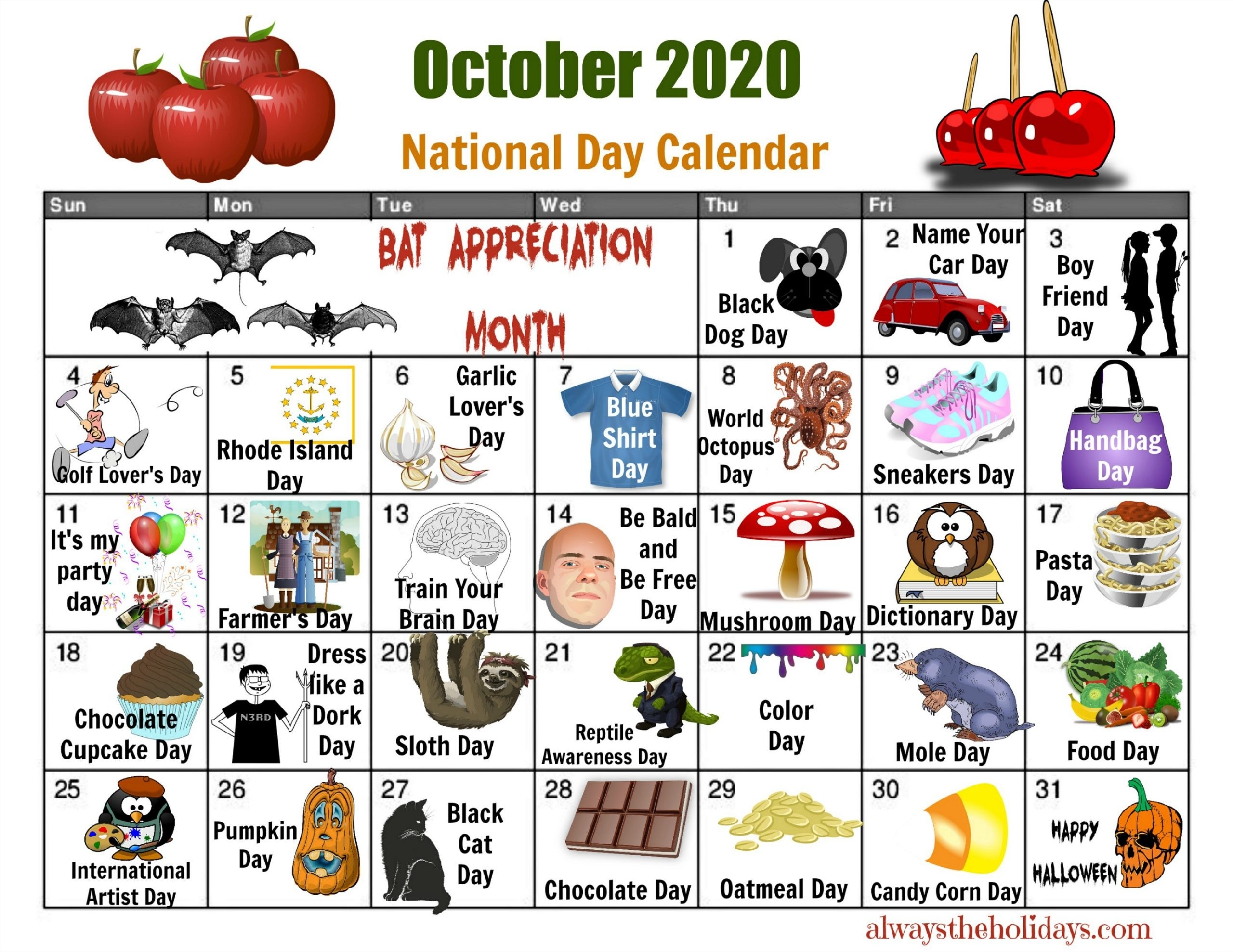 National Days In October 2025 Calendar - Alli Luella