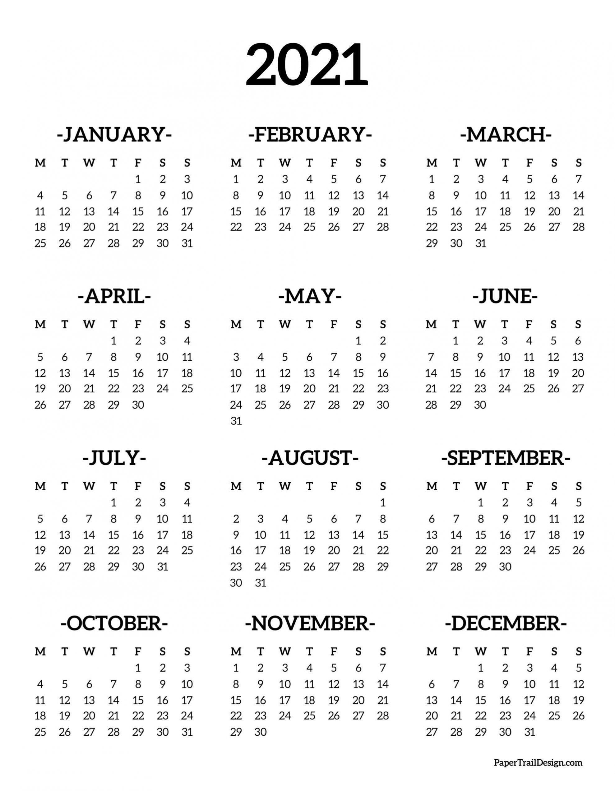 Pin On مذكرات-Monday Start 2021 Calendar