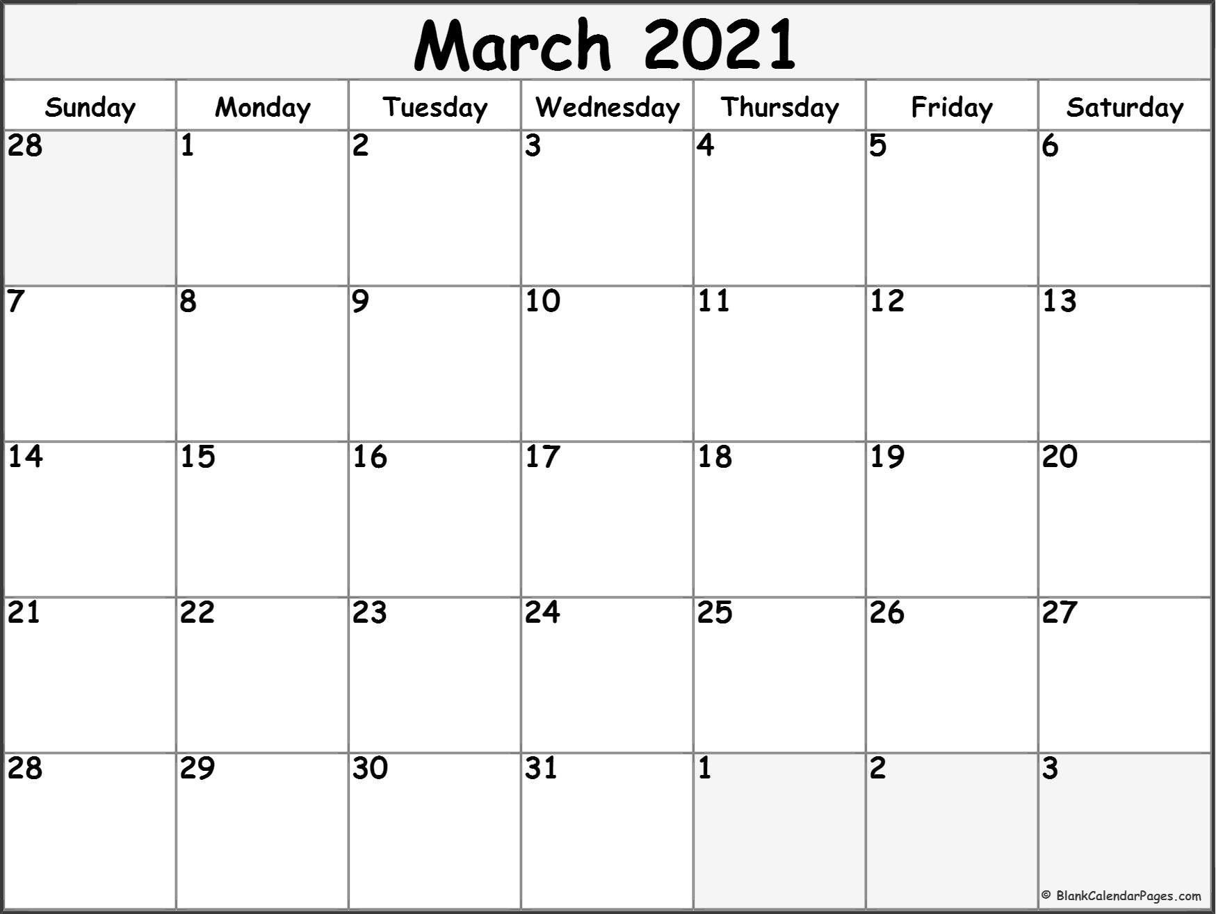 Pin On Nancy&#039;S Board-Blank Calendar Pages March 2021