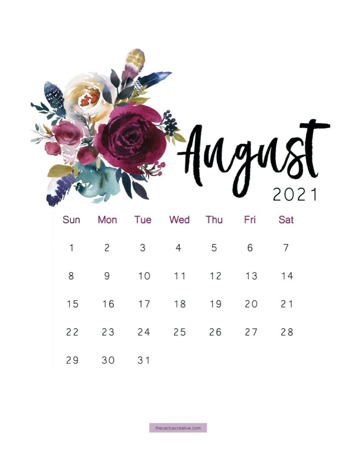 Pin On The Cactus Creative-Free Jewish Printable August 2021 Calender