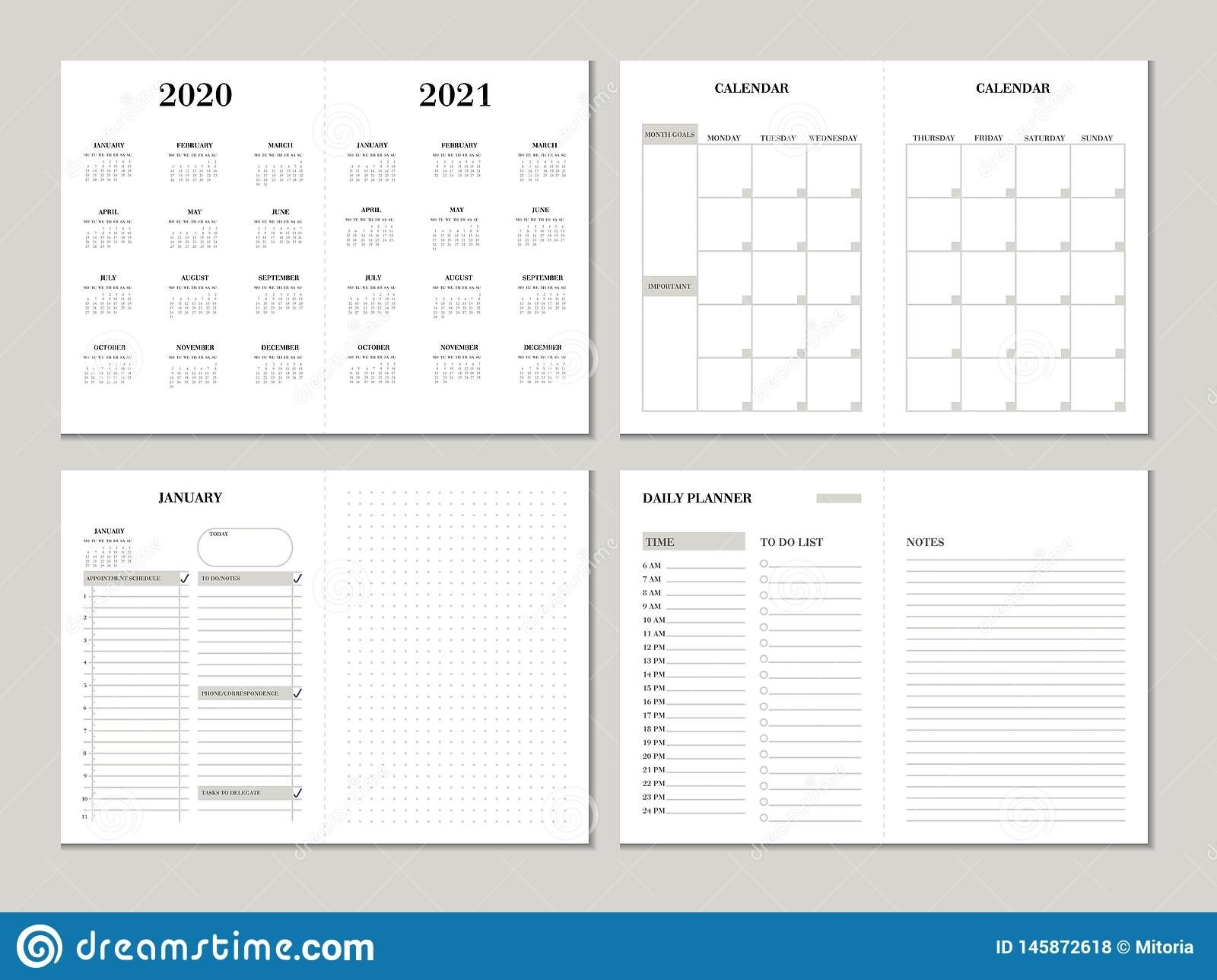 Planner Design Template For 2020 2021 Year. Weekly And-Printable Monthly Checklist For 2021