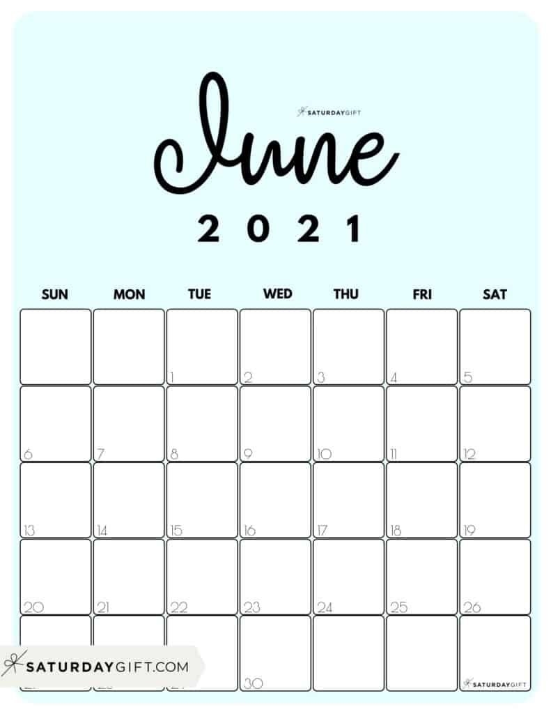 Printable 2021 Calendar By Month In 3 Cute Colors | Saturdaygift-Calander 2021 June For Bills