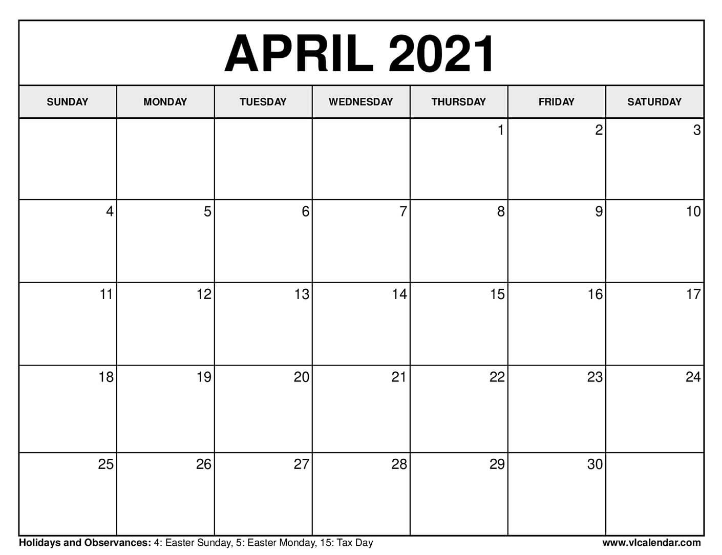 Printable April 2021 Calendars-April 2021 Calendar Printable