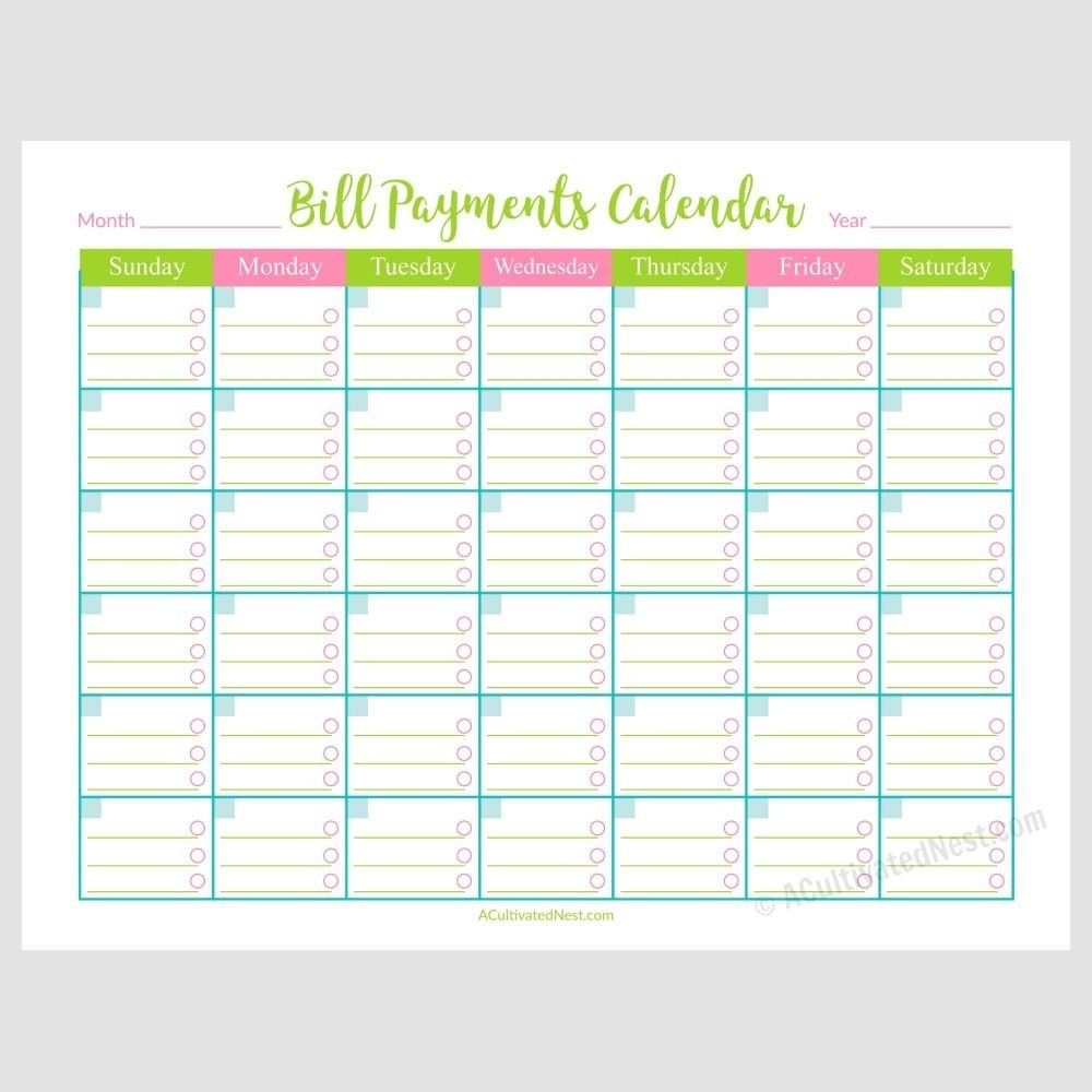 Bills Calendar Template 2021 Calendar Template Printable 1302