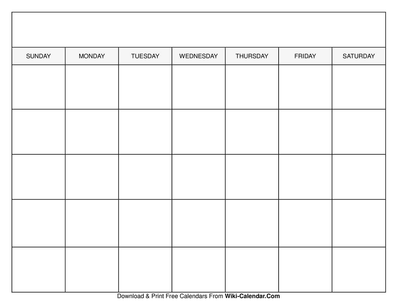 Printable Blank Calendar Templates-Blank Monthly Calendar Template To Fill In