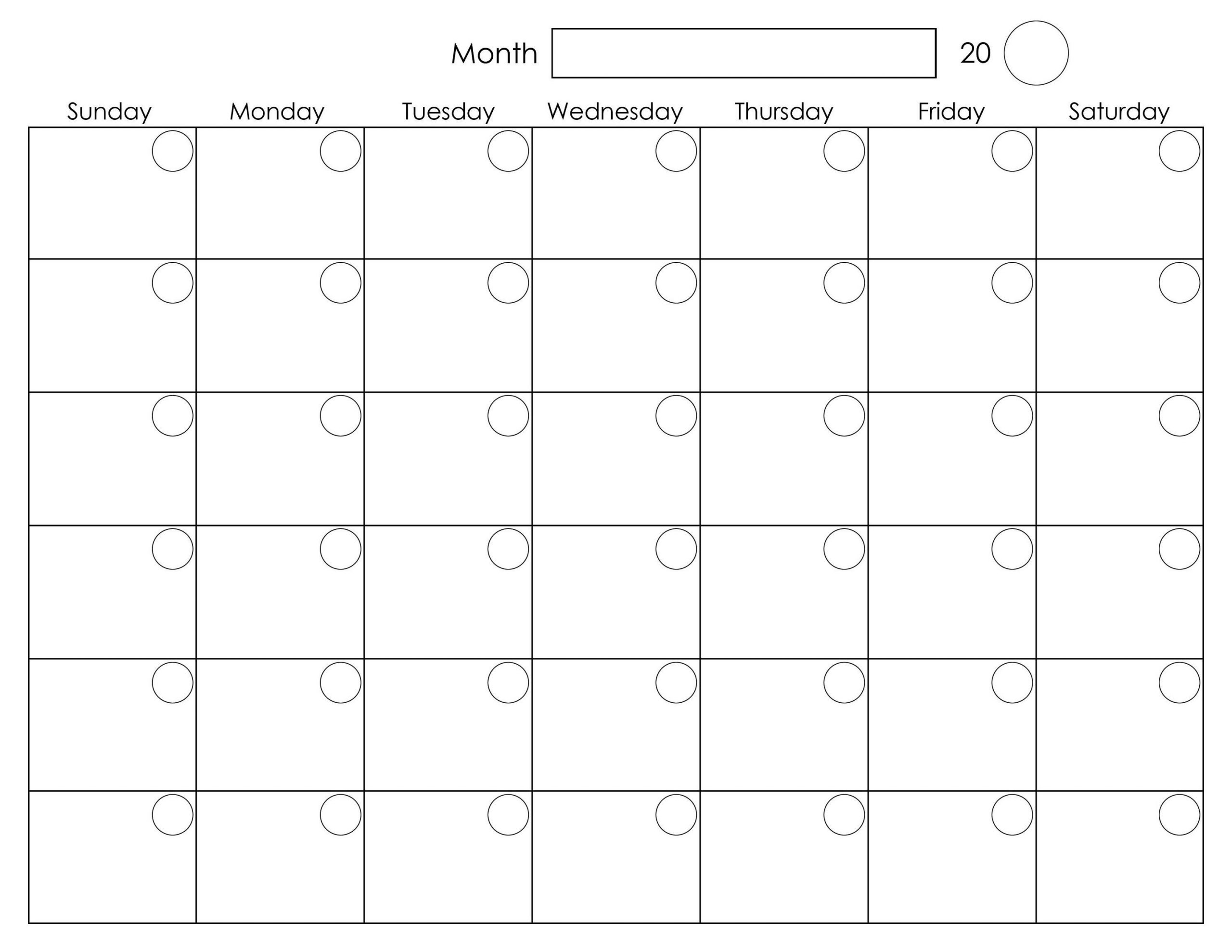 Printable Blank Monthly Calendar | Calendar Printables-Blank Monthly Calendar Template To Fill In