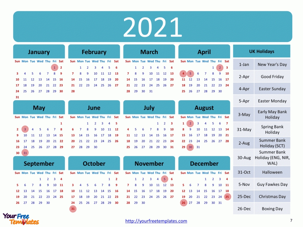 Printable Calendar 2021 Template - Free Powerpoint Templates-2021 Calendar Printable Free With Bank Holidays